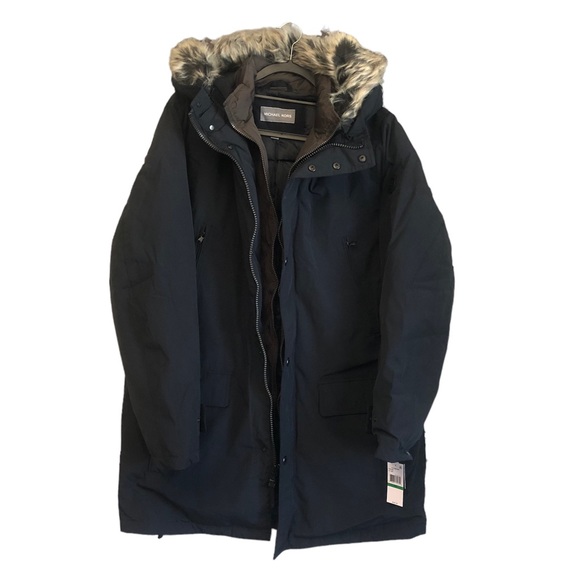 MICHAEL KORS Men's Hooded Jacket Blue Size LT Big & Tall Faux-Fur Parka … - Picture 7 of 12
